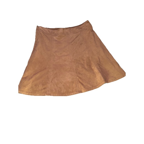 LOFT Camel Faux Suede A-Line Skirt Women Size 6 Tan Mini Skirt Soft - Picture 5 of 7